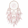 Acchiappasogni da parete 50 x 100 cm con piume rosa e bianche in stile bohémien