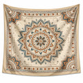 Arazzo da parete 150 x 150 cm in poliestere crema con mandala decorativo