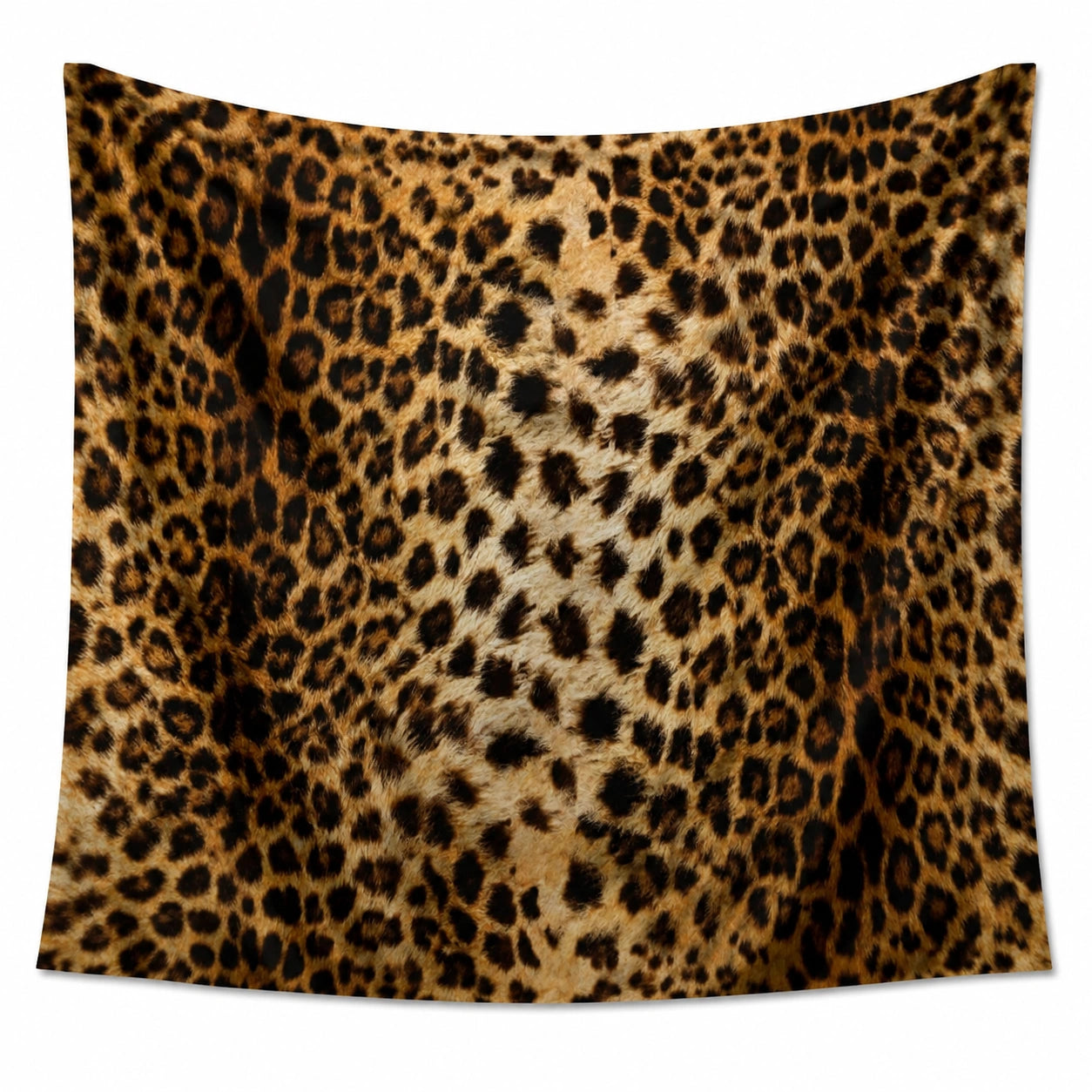 Arazzo da parete 150 x 150 cm in poliestere beige marrone con stampa leopardata decorativa