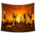 Arazzo da parete 150 x 130 cm in poliestere arancione e nero con stampa al tramonto