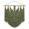 Arazzo da parete in macramè 100 x 120 cm cotone verde con frange stile boho