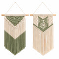 Set di 2 arazzi da parete in macramè 30 x 70 cm cotone beige e verde salvia stile bohémien