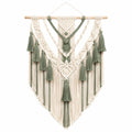 Arazzo da parete in macramè 70 x 100 cm in cotone avorio e verde salvia stile boho