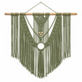 Arazzo da parete in macramè 100 x 120 cm cotone verde salvia stile boho decorativo