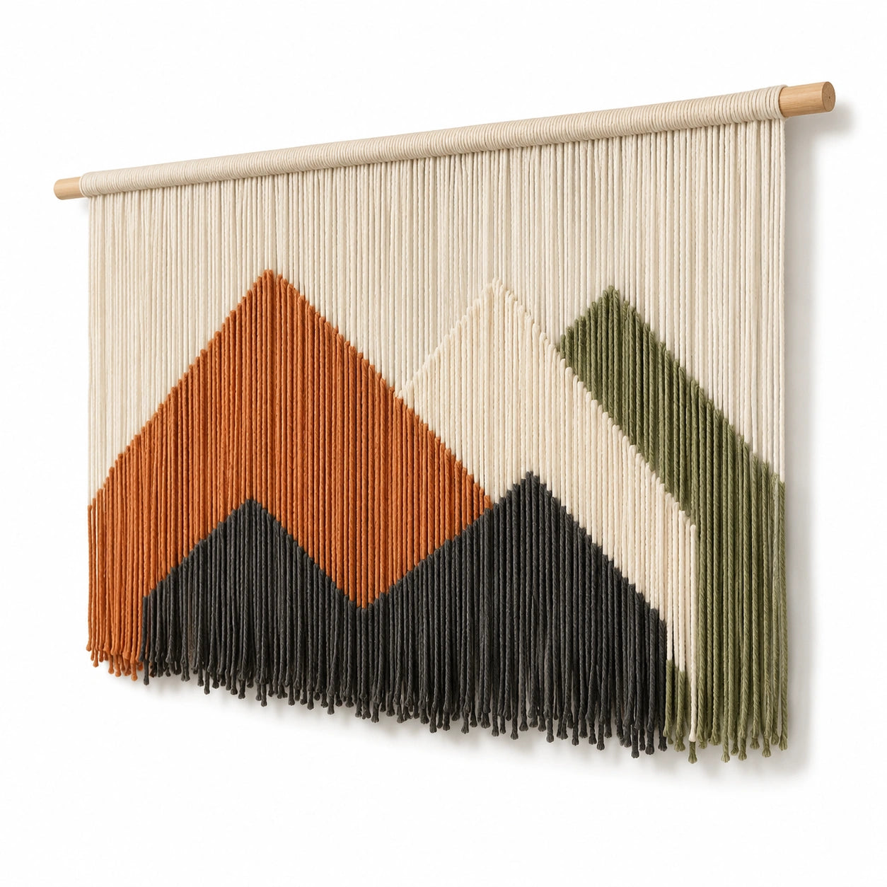 Arazzo da parete 90 x 80 cm in cotone multicolore con frange stile geometrico