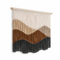 Arazzo da parete 80 x 100 cm in corda di cotone beige marrone nero con frange stile boho