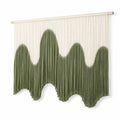 Arazzo da parete 100 x 100 cm in cotone verde e avorio con frange stile bohémien