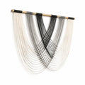 Arazzo da parete 100 x 120 cm in corda di cotone nero grigio e avorio con barra dorata stile moderno