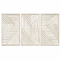 Set di 3 pannelli decorativi da parete 40 x 80 cm in legno ingegnerizzato beige con motivo geometrico