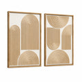 Set di 2 quadri da parete 40 x 60 cm in legno naturale e bianco con rilievo geometrico