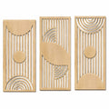 Set di 3 pannelli decorativi da parete 30 x 80 cm in legno naturale con motivi geometrici stile moderno