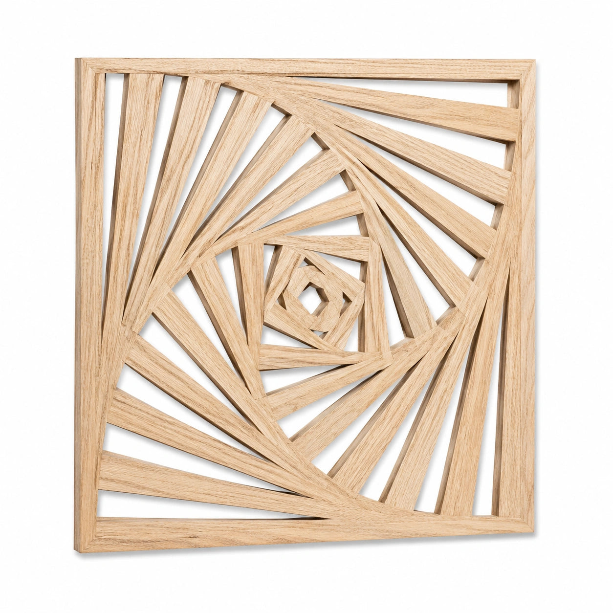 Decorazione da parete quadrata 60 x 60 cm in legno naturale con motivo geometrico traforato