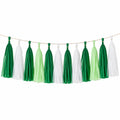 Ghirlanda con nappe 300 x 35 cm in carta velina verde bianco per feste decorazione sospesa