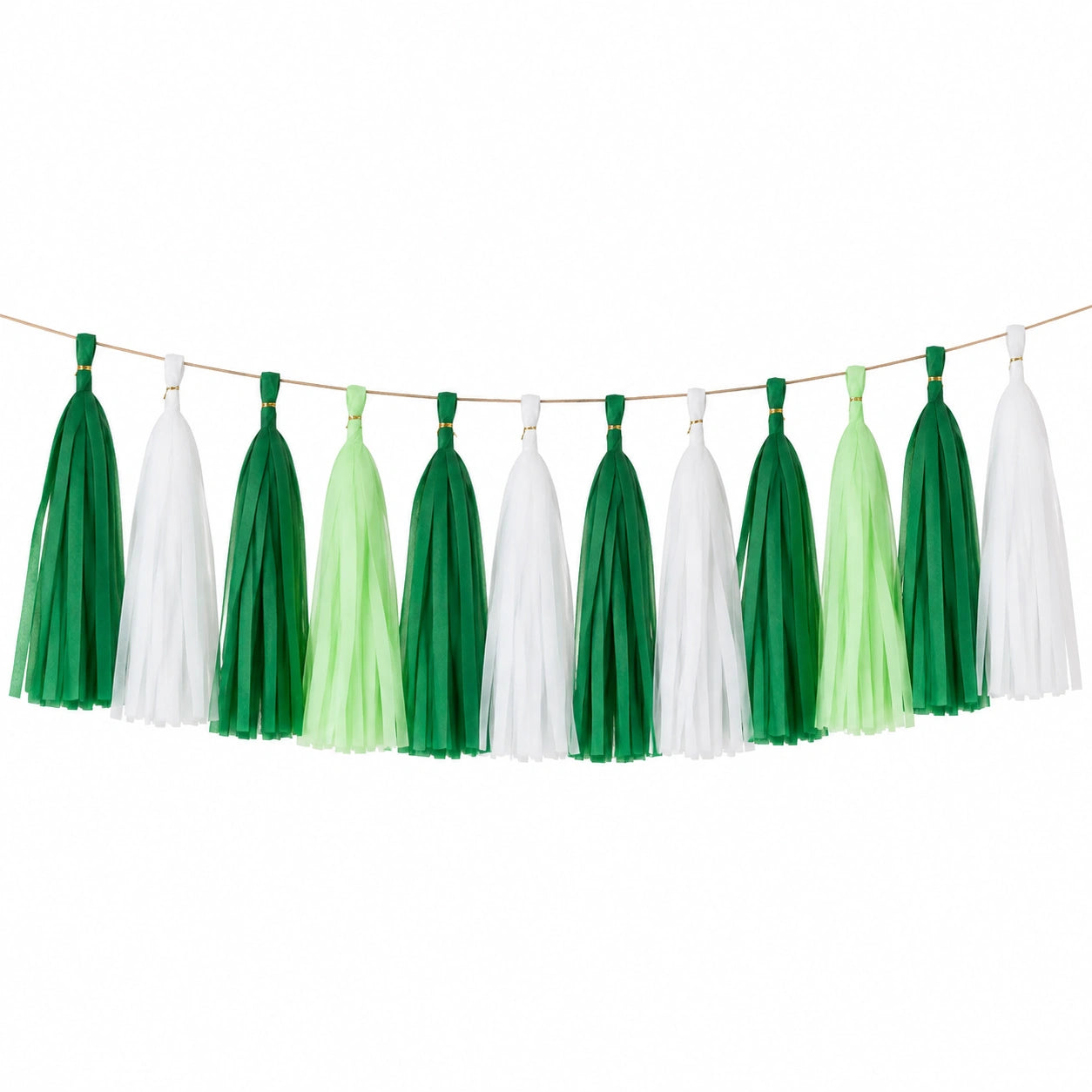 Ghirlanda con nappe 300 x 35 cm in carta velina verde bianco per feste decorazione sospesa