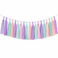 Ghirlanda decorativa con nappe 200 cm in carta velina rosa verde menta e viola per feste