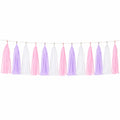 Ghirlanda con 12 nappine 300 x 30 cm in carta velina rosa lilla e bianco per feste