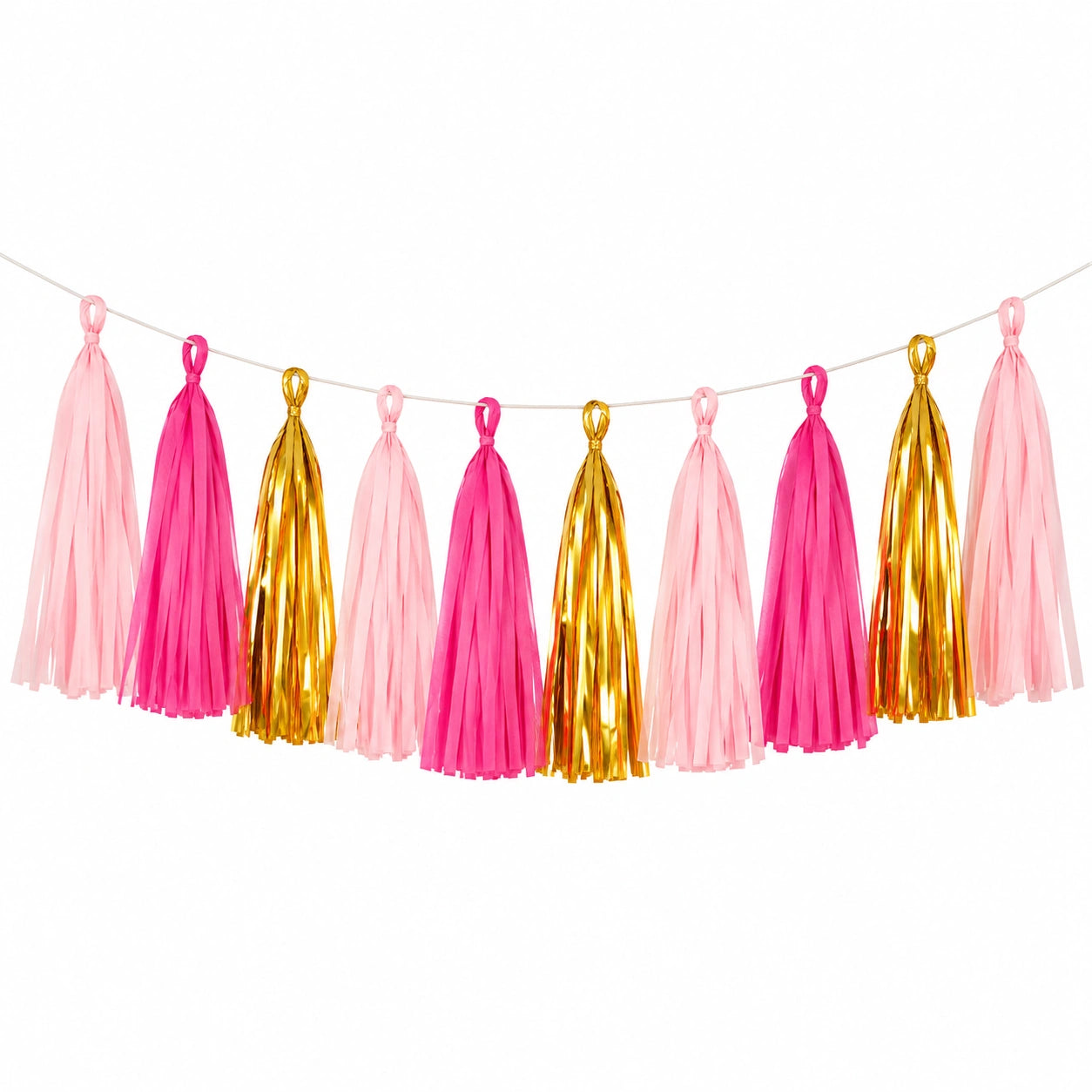 Ghirlanda decorativa con nappe 150 x 35 cm in carta rosa fucsia e oro